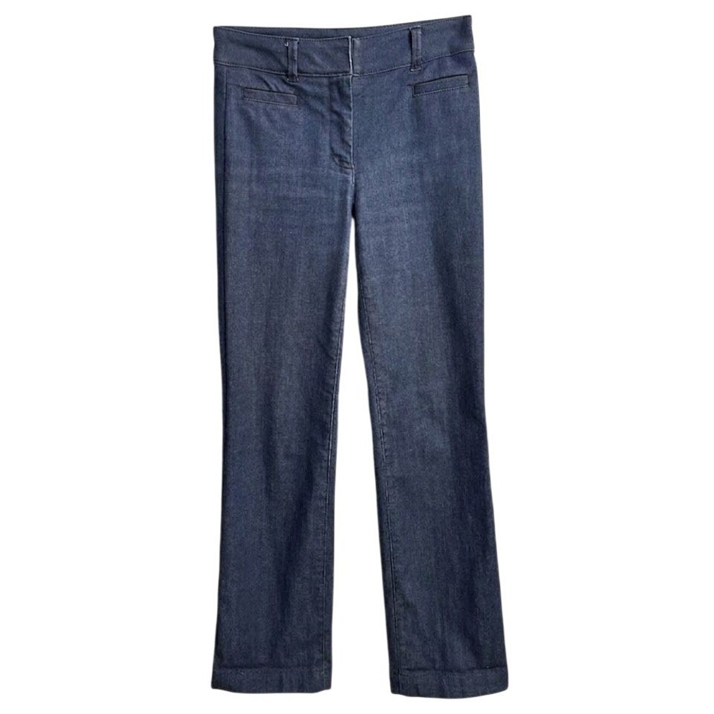 Ann Taylor Loft Petites Dark Wash Wide Leg‎ Trouser Jeans Blue Size 00P Stretchy